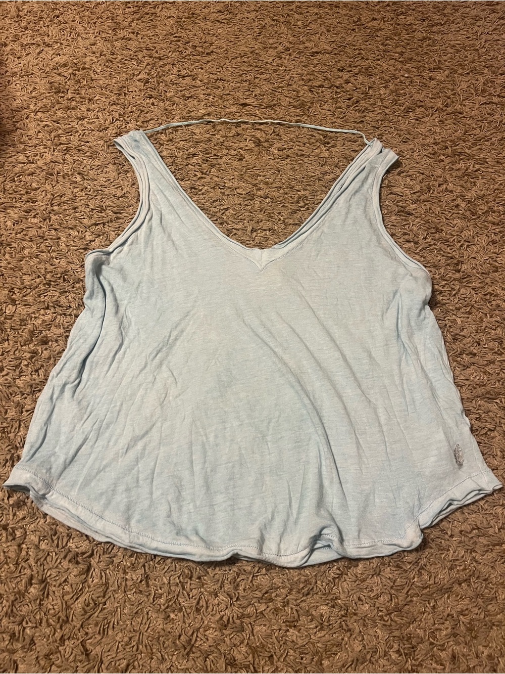 Free People Light Blue Women's V-Neck Sleeveless Tank Top